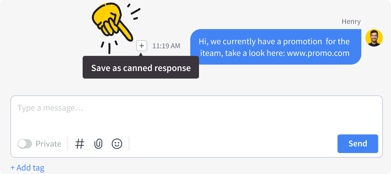 Canned responses in LiveChat