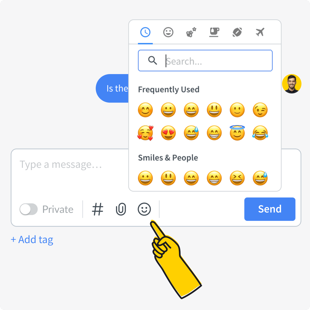 Emoji picker in LiveChat app
