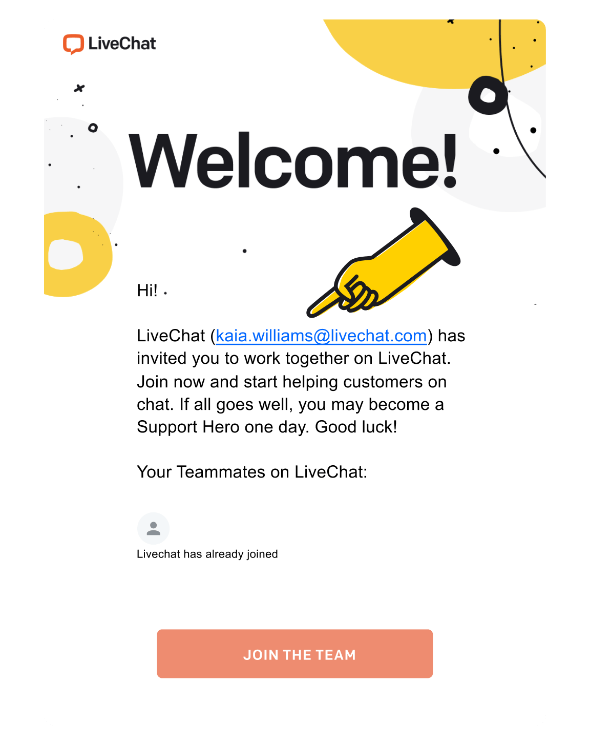LiveChat®'s invitation email for Agents