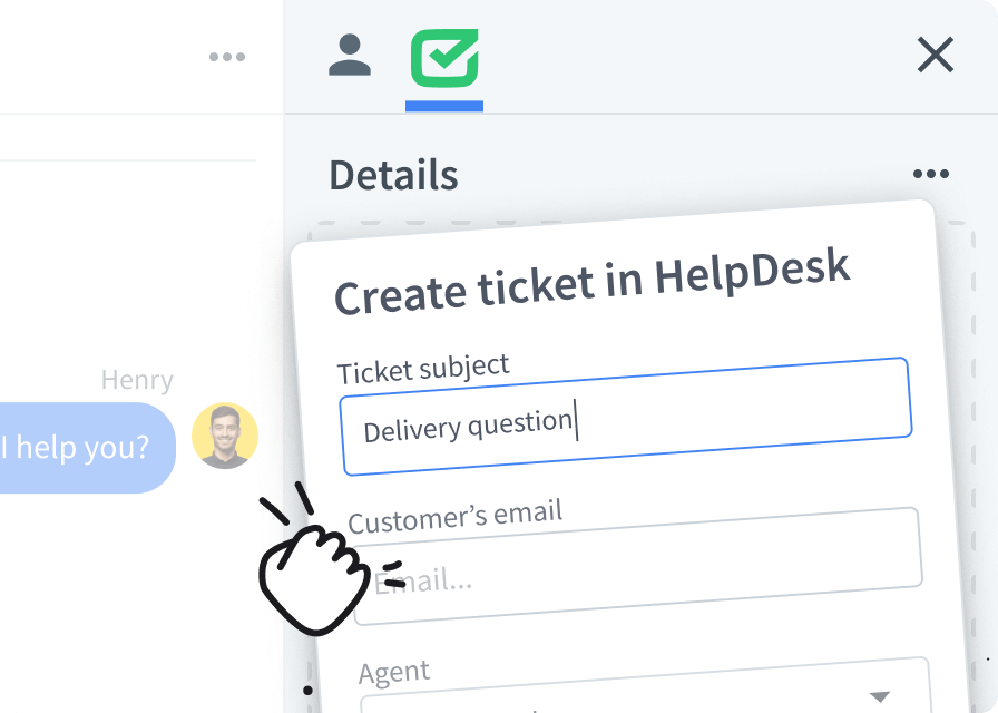 Creating ticket during the chat in LiveChat app