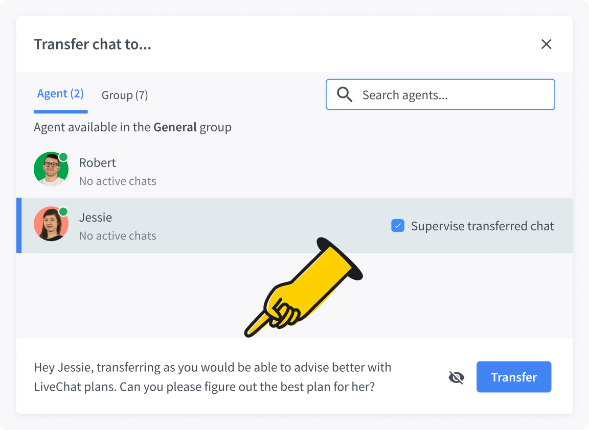 Transfer chat in LiveChat®