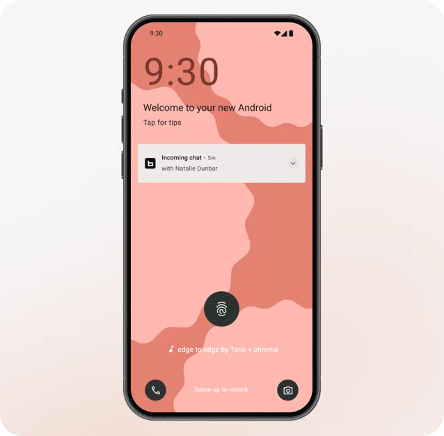 Android lock screen with a new customer chat notification