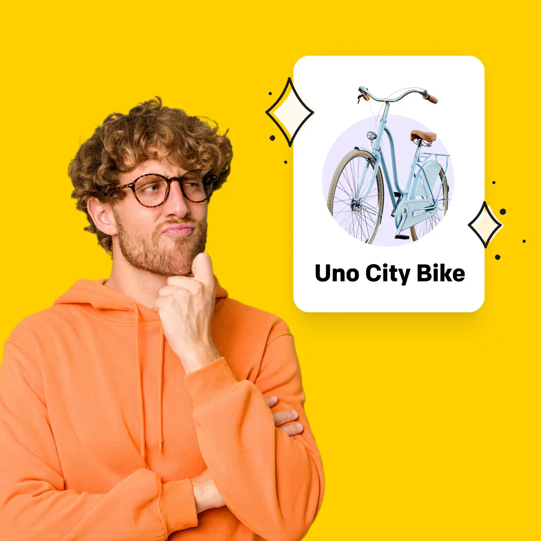 Illustration of the customer considering a bike purchase