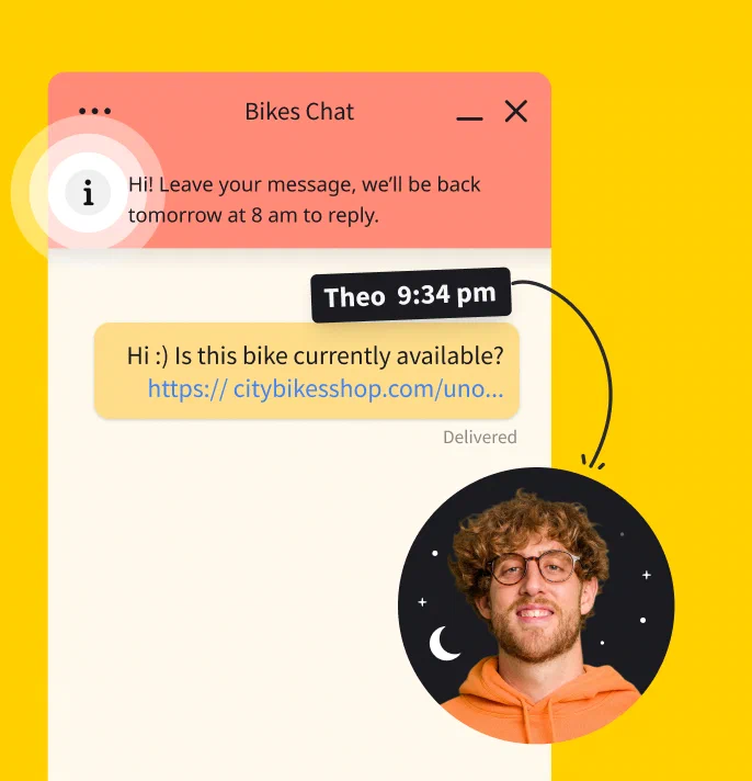 LiveChat® dashboard with a product recommendation sent asynchronously to a customer by support agent