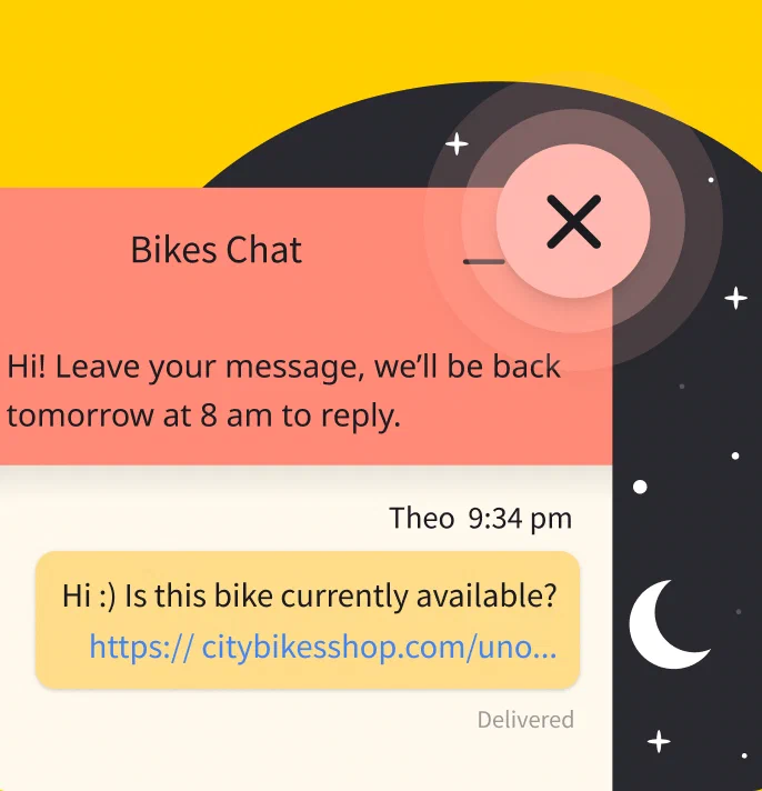 LiveChat® dashboard with a product recommendation sent asynchronously to a customer by support agent