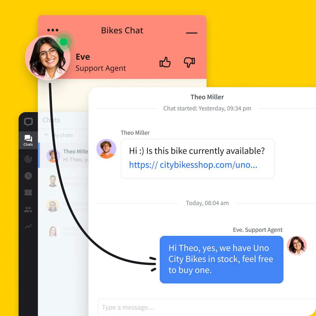 Illustration of the customer agent reply in the LiveChat app