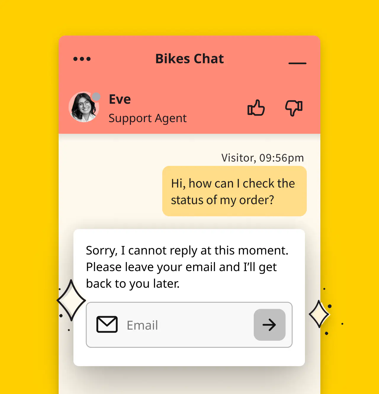 Illustration of the inactivity message in the LiveChat chat widget