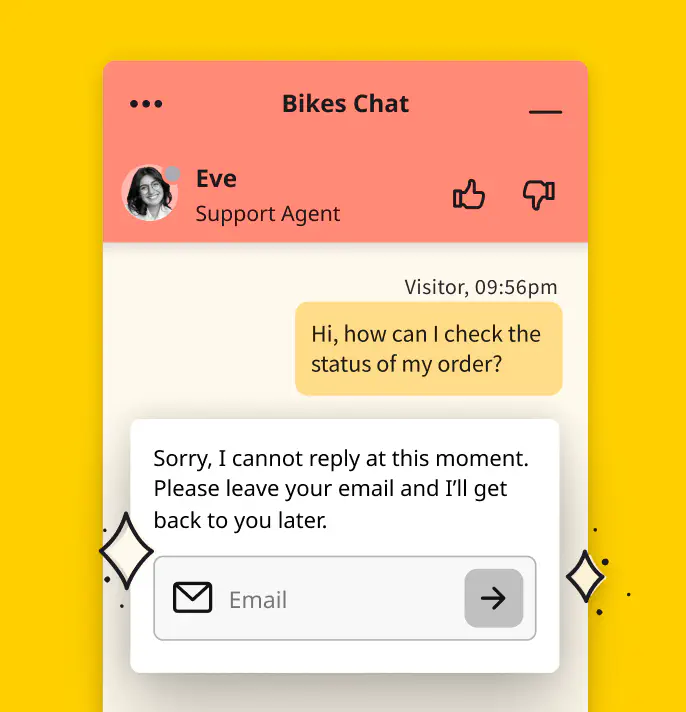 LiveChat dashboard with a product recommendation sent asynchronously to a customer by support agent