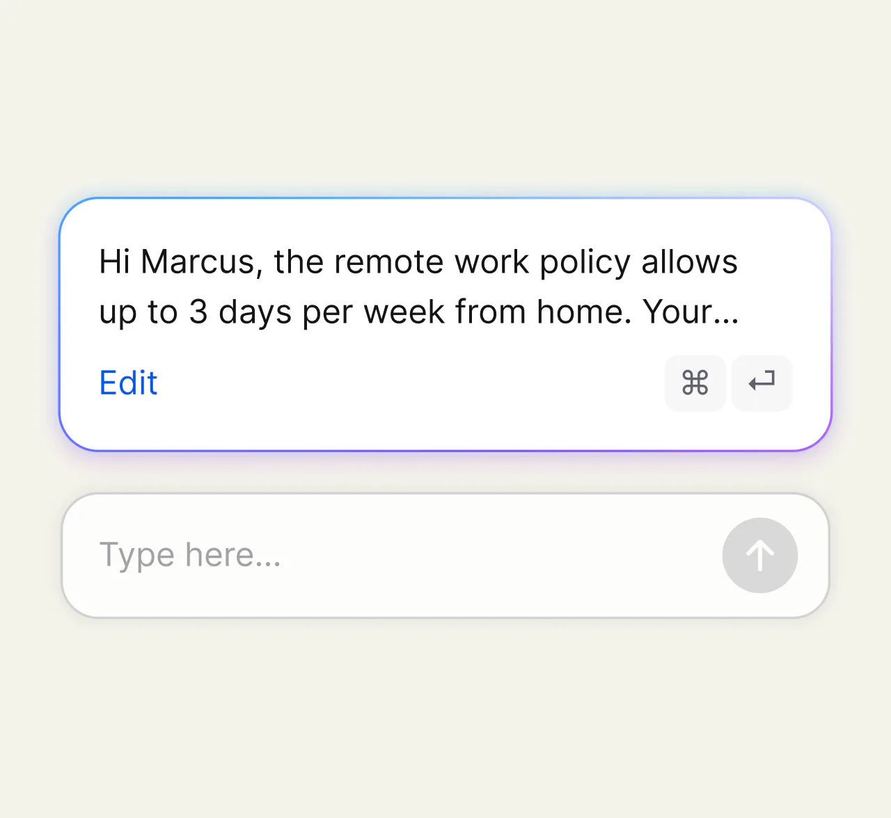 An AI-generated reply ready for review in the conversation composer