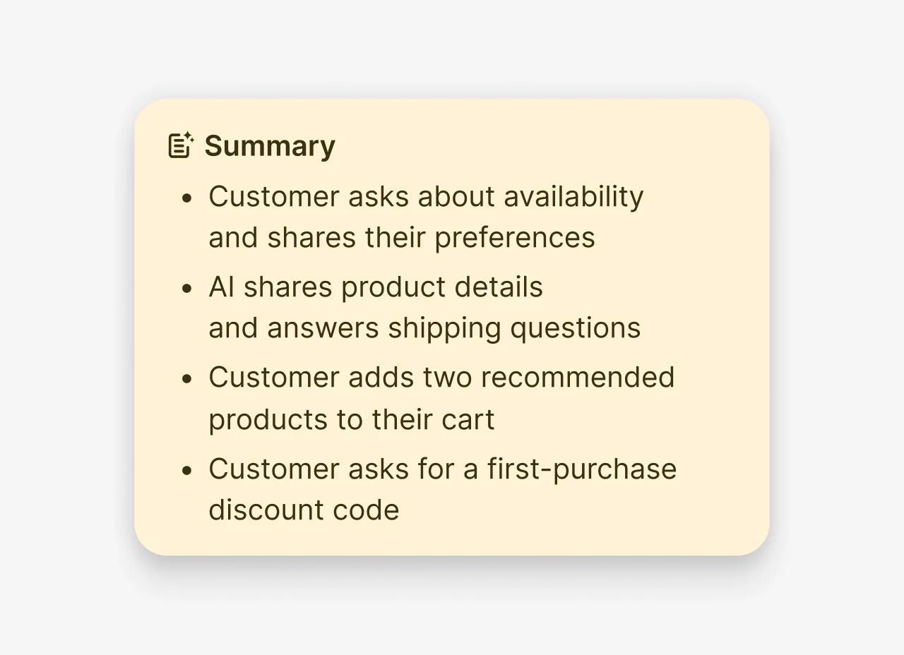 A concise summary of a customer conversation