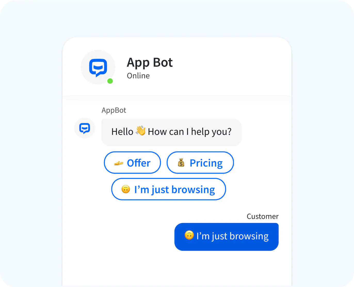 AI chat bot that sends product recommendations in chat