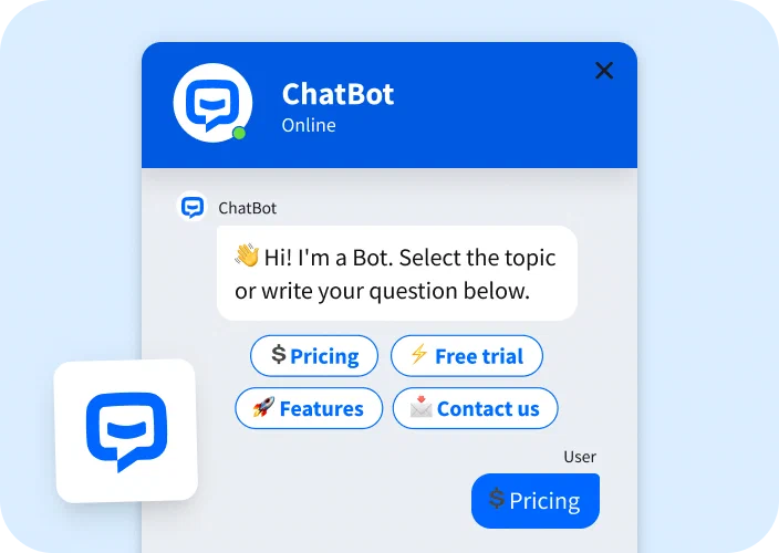 Screenshot of the ChatBot.com’s widget