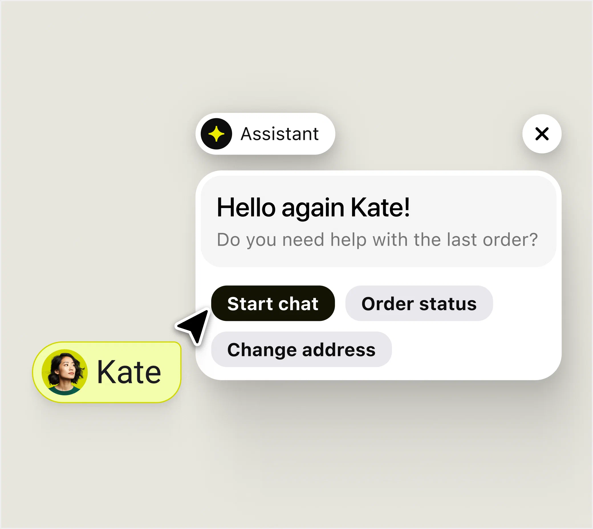 Customer service assistant offering order status and address-change help after purchase