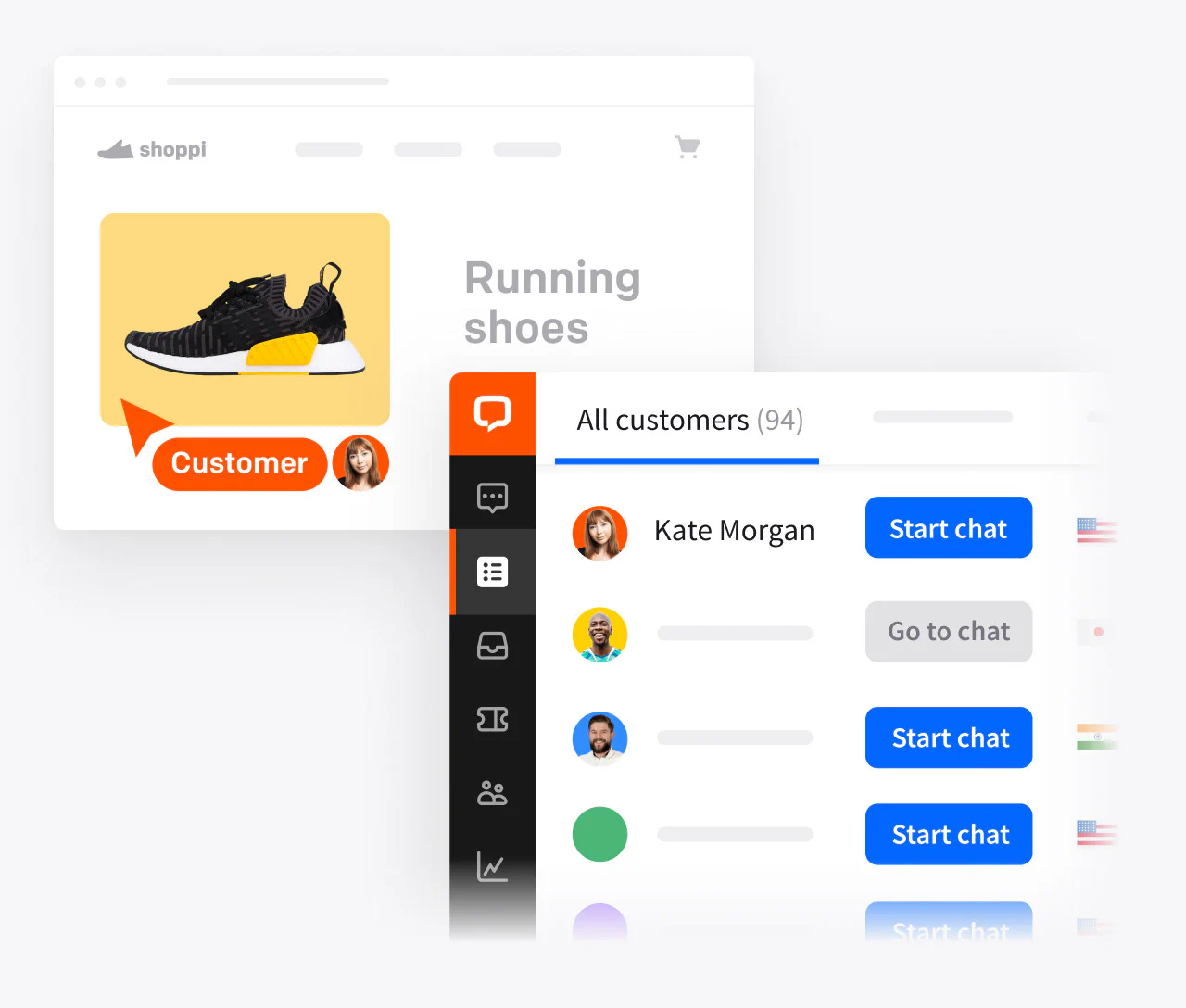 Spoting buyers in LiveChat® for ecommerce view