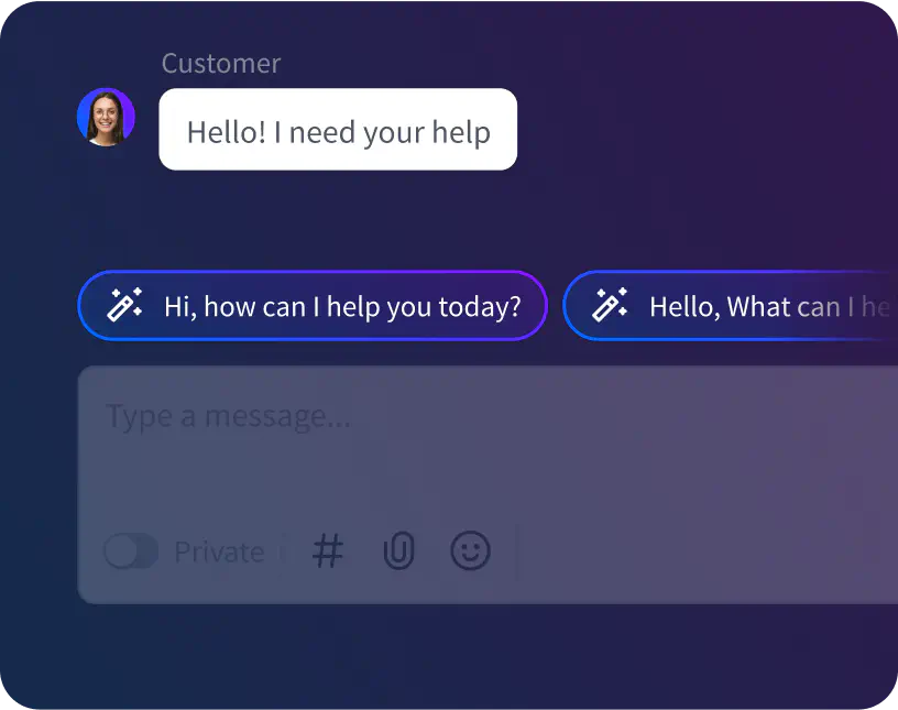 Visualization of AI generated canned response suggestions for customer service agents