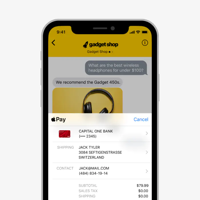 LiveChat feature - making purchases with Apple Pay