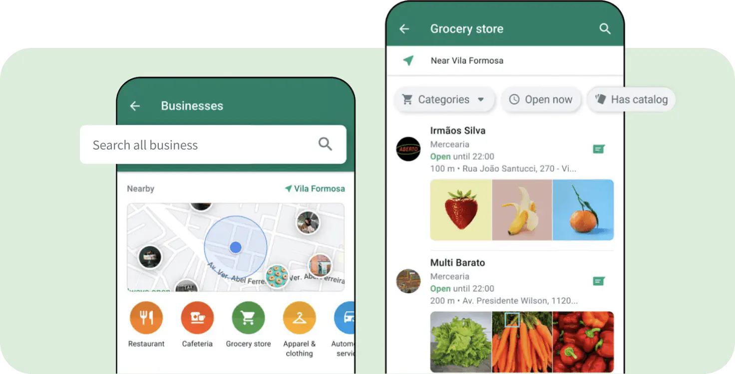 LiveChat®’s feature highlighting the WhatsApp Business Search function