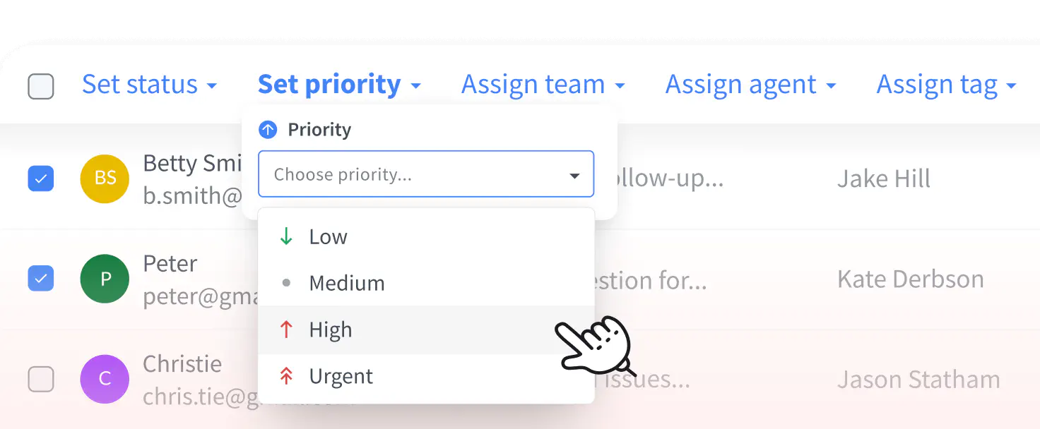 Visualization of bulk actions enabling users to manage numerous tickets at the same time in the HelpDesk app