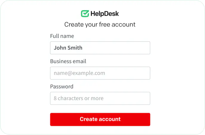 Illustration of account creation in HelpDesk Software