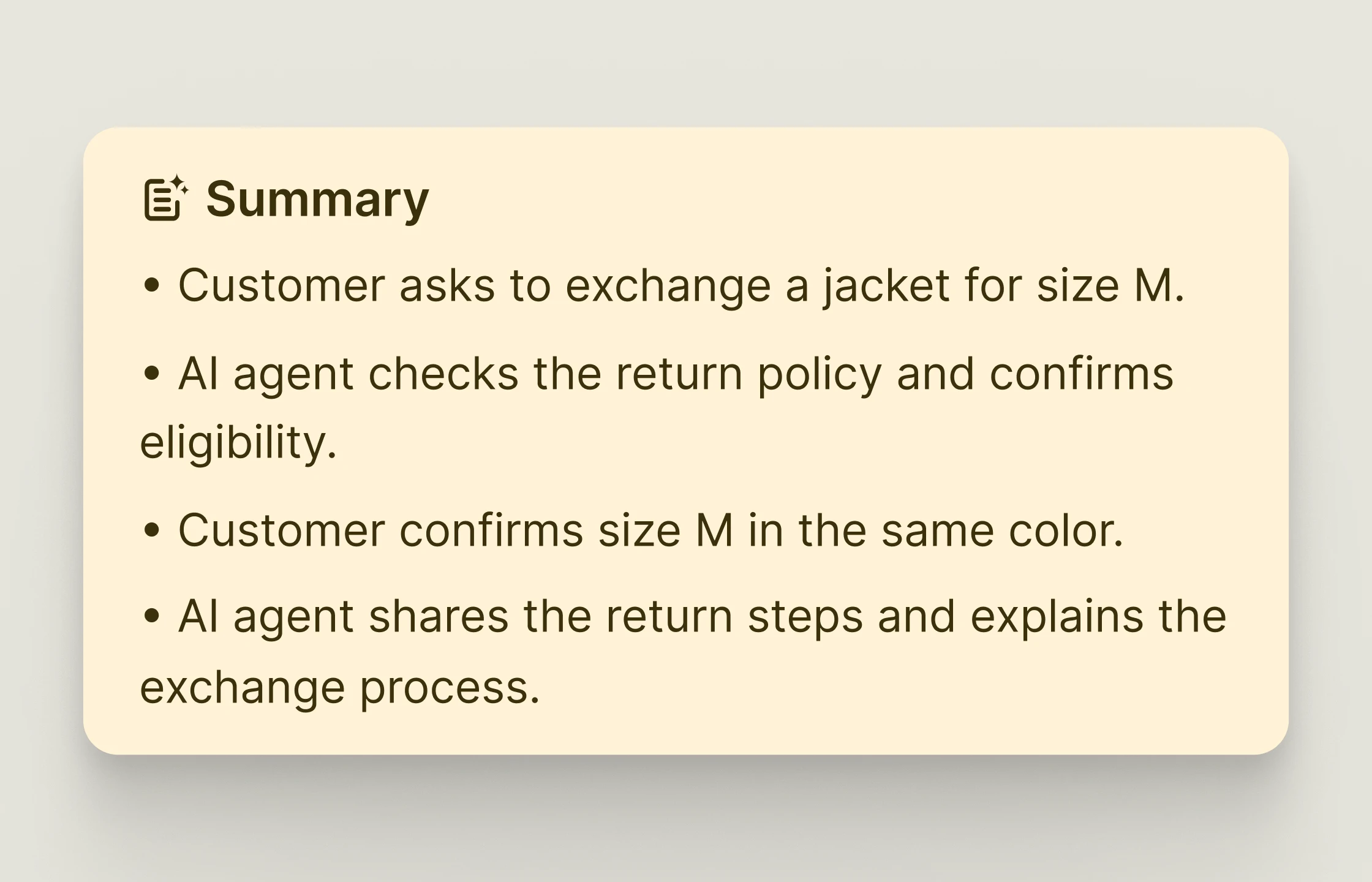 An example of an AI-generated conversation summary.