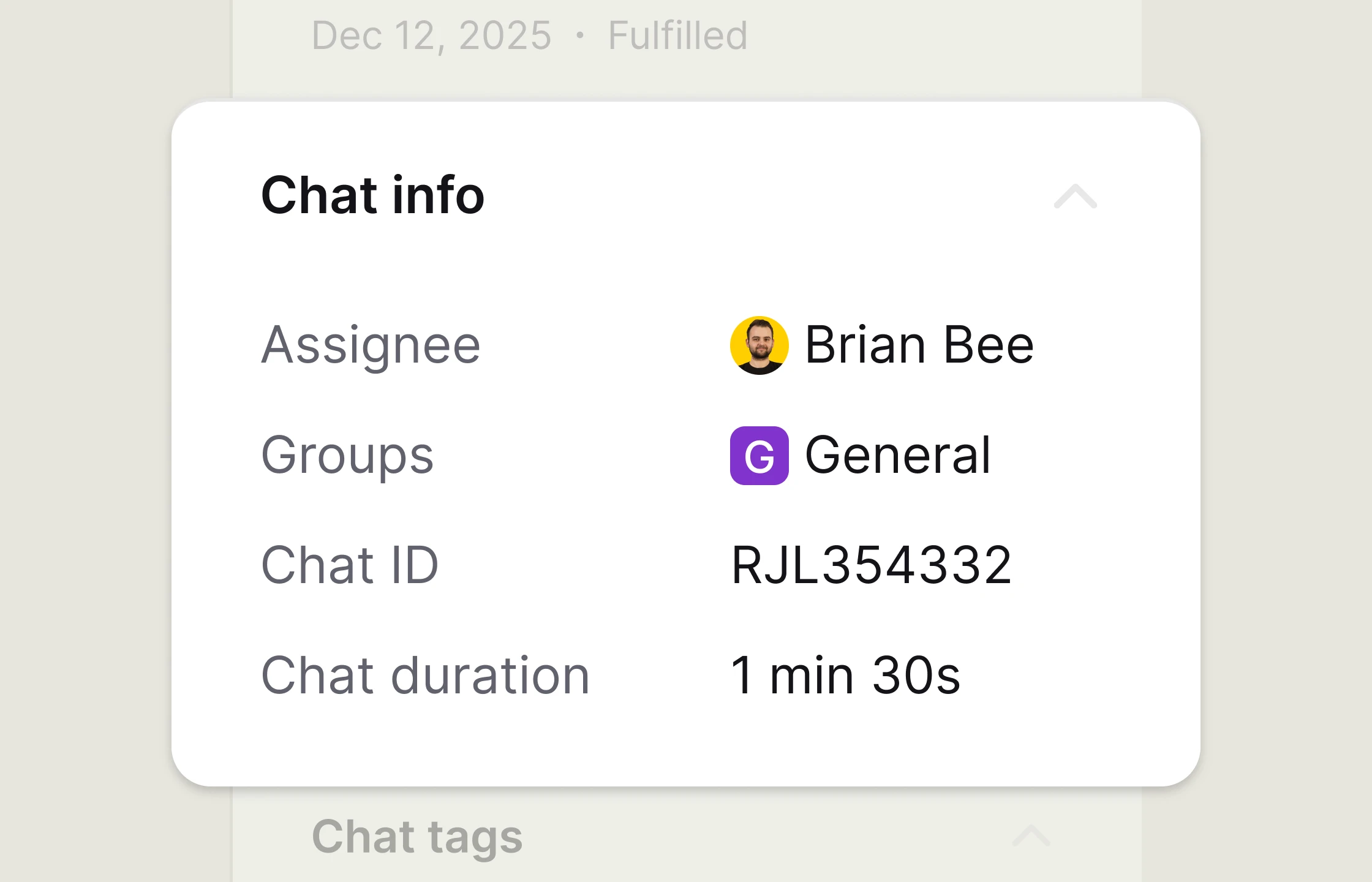 An active conversation being transferred to an agent or group in the live chat by Text Inbox.