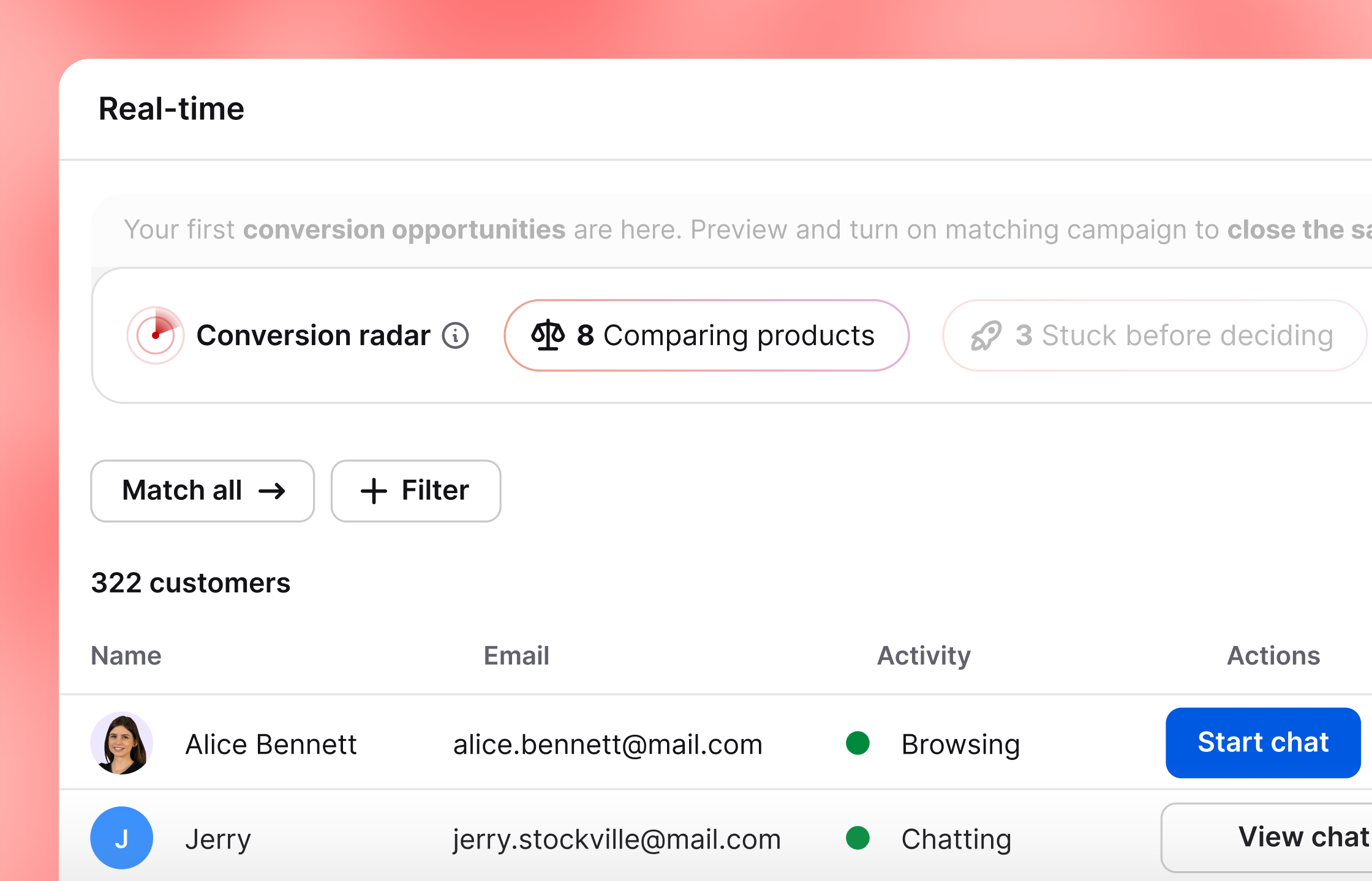 Customer details in the Traffic tab in the Engage section of the live chat by Text app.