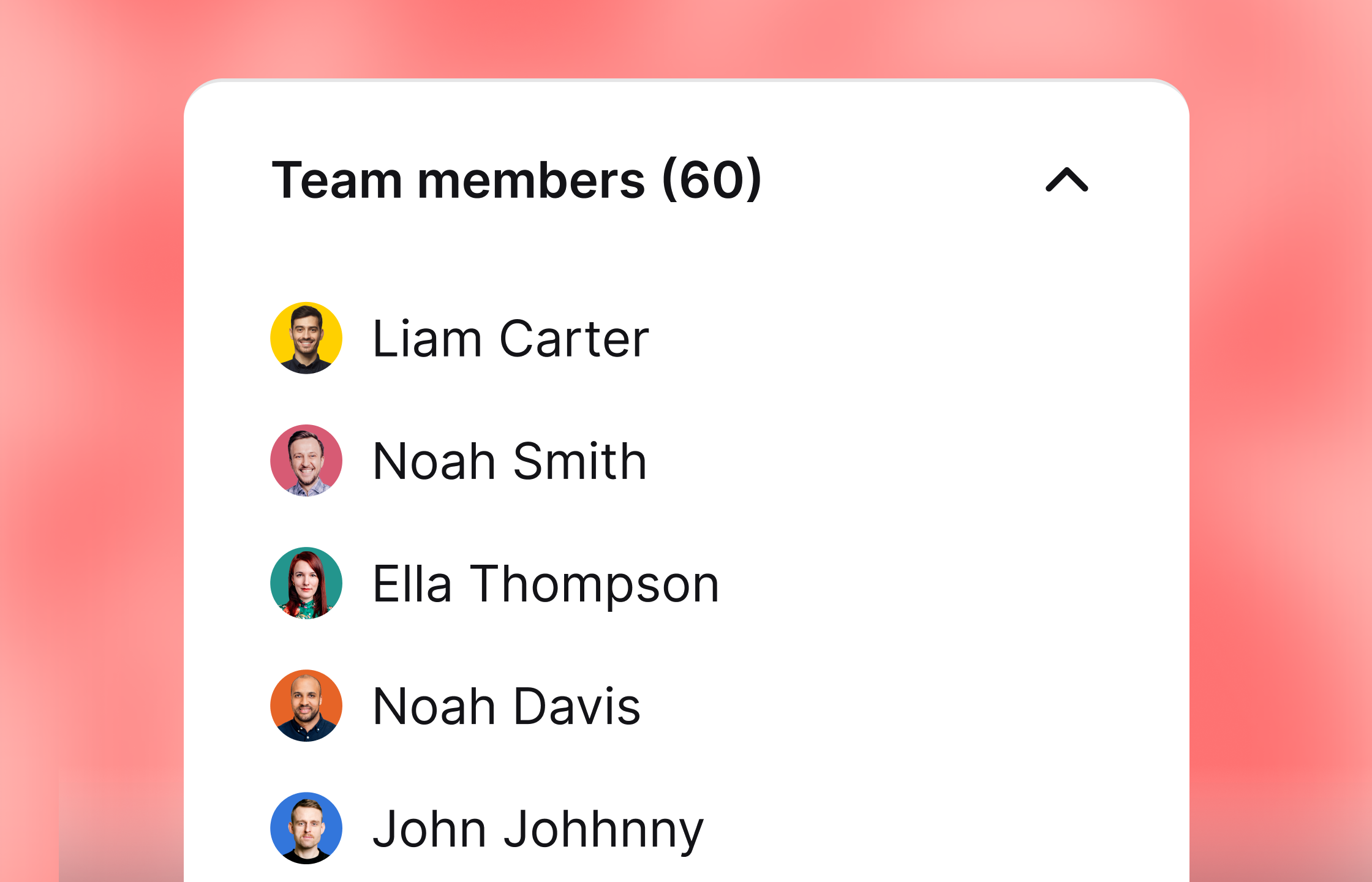 A preview of the Team section in live chat by Text, showing the list of agents.