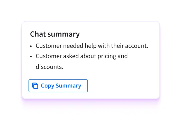 Résumé de conversation de chat en direct