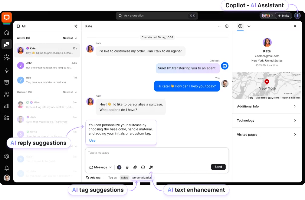 LiveChat® - Plateforme de service client IA pour vos ventes et votre support client