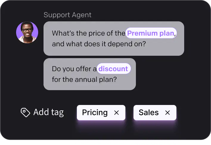Tag suggestions inside LiveChat®