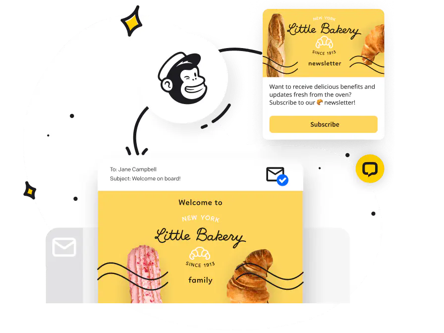 transformation from chat window with customer to email notification with Mailchimp