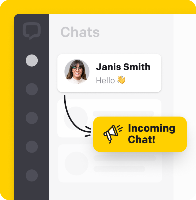 The visualization of an incoming chat in the LiveChat app