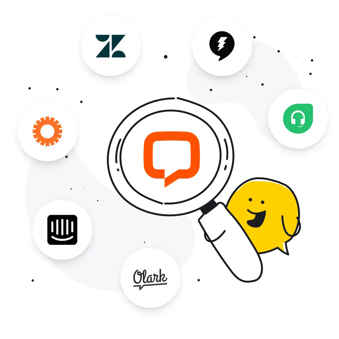 Live chat provider logos with LiveChat logo magnified