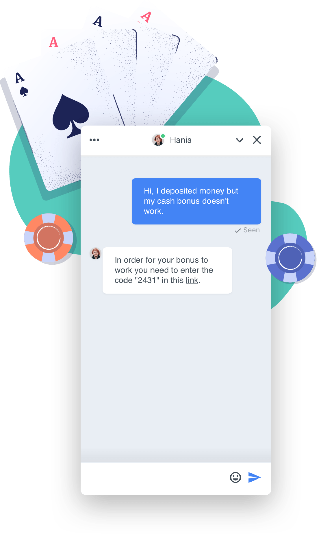 Chat en vivo de soporte de casino