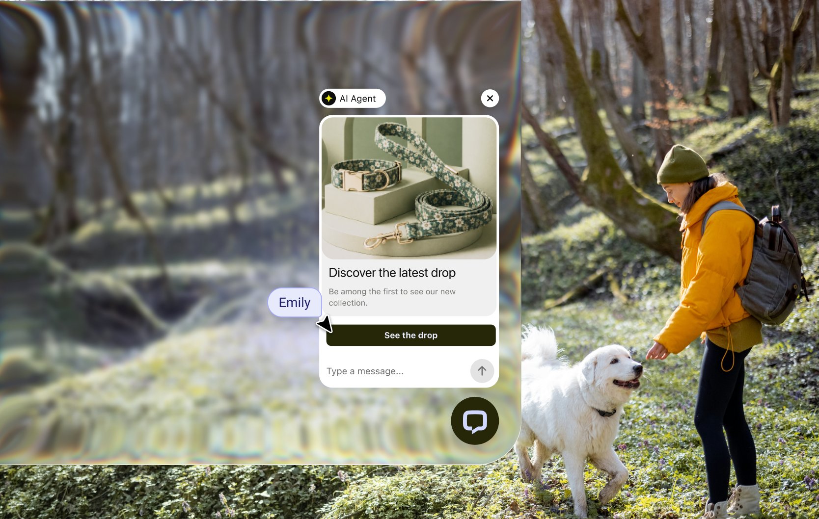 Chat widget showing a promotion on a Adobe Commerce site