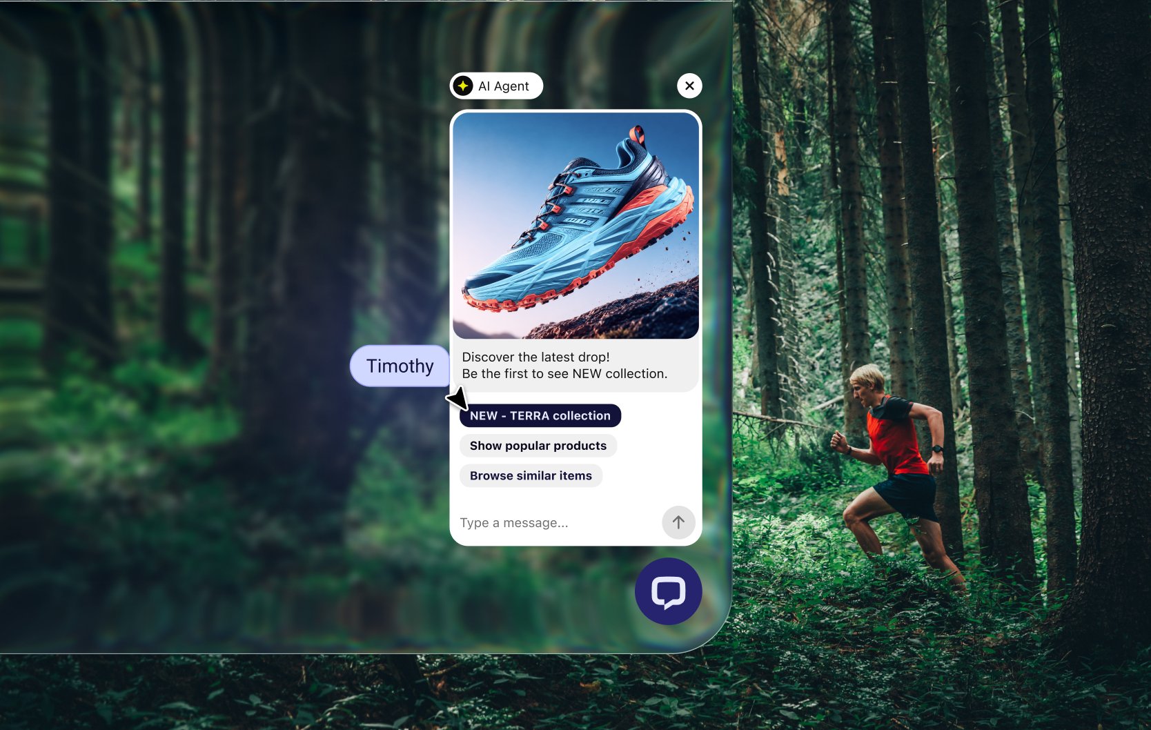 Chat widget showing a promotion on a BigCommerce site
