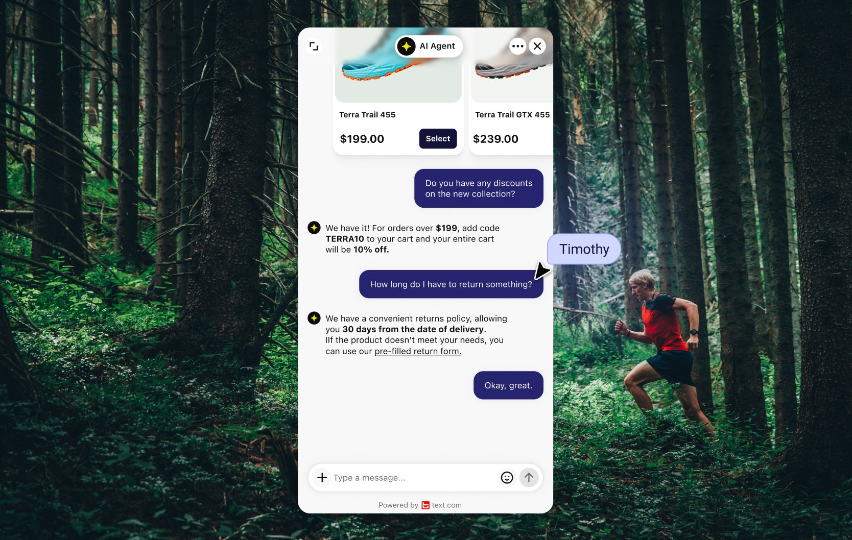 Product details and add to cart in chat on a BigCommerce site