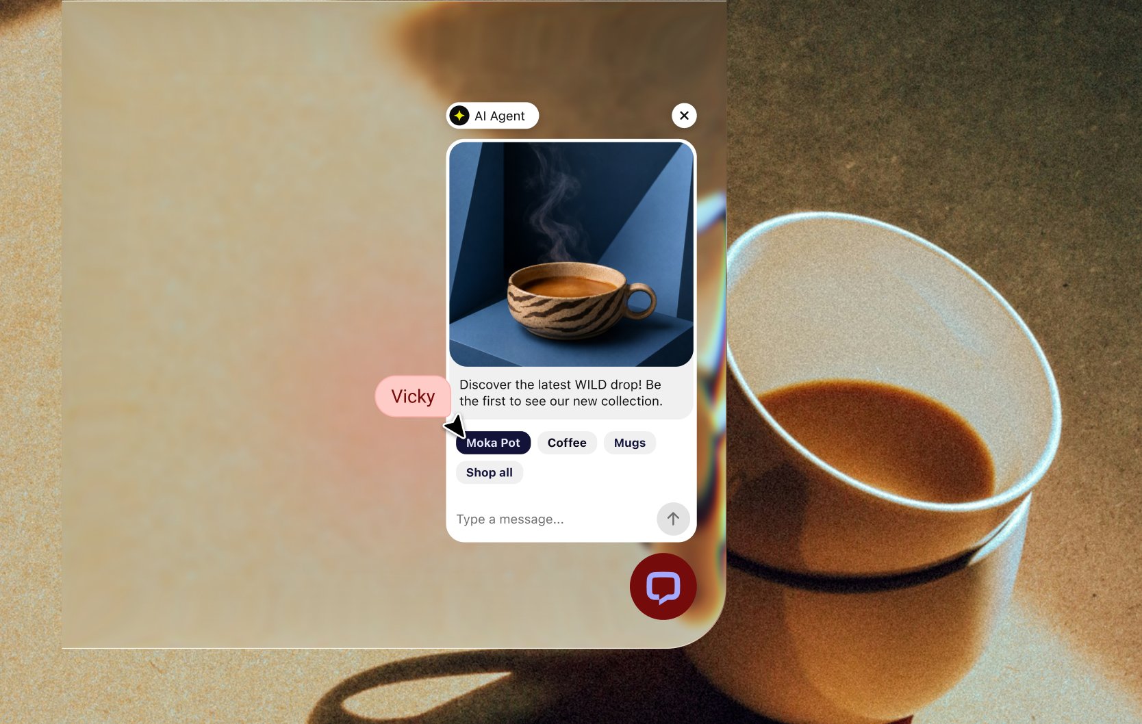 Chat widget showing a promotion on a Swell site