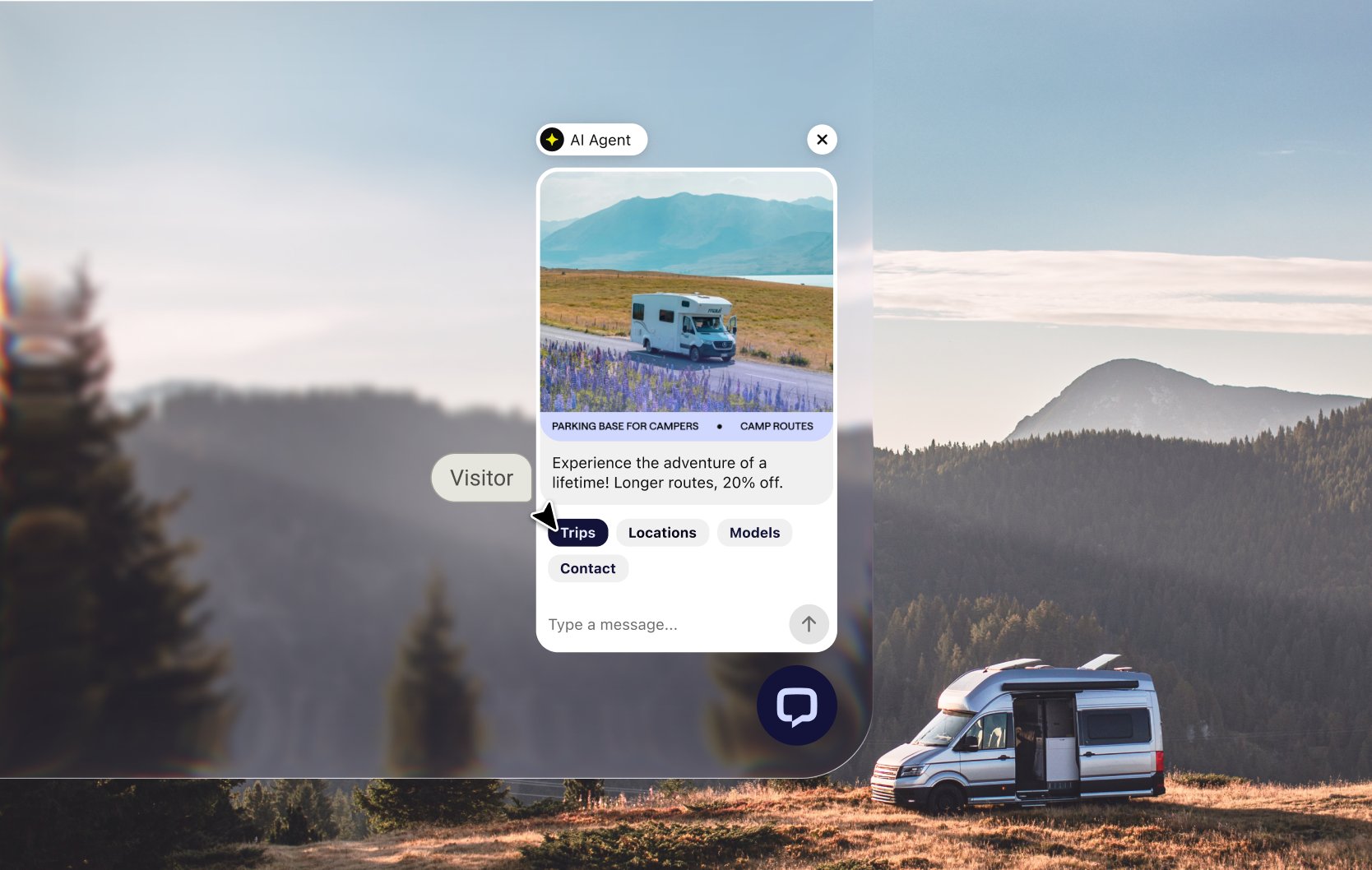 Chat widget showing a promotion on a Webflow site