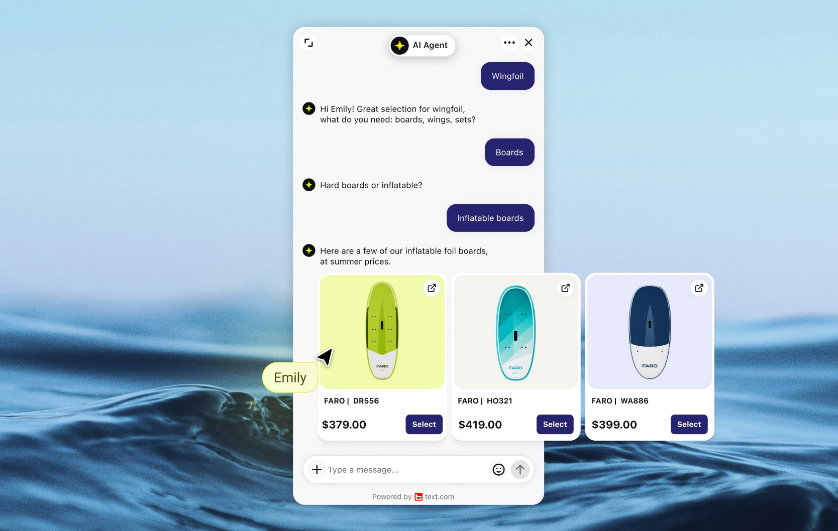 AI Agent recommending products in chat on a WooCommerce site