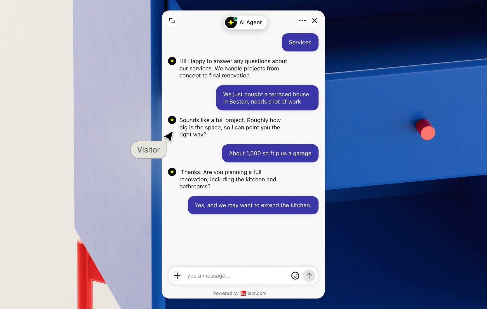 AI Agent qualifying a visitor in chat on a WordPress site