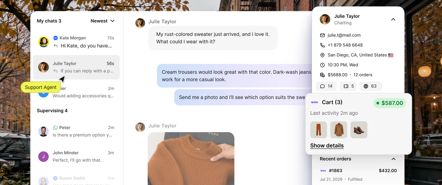 Customer support conversation about styling a sweater