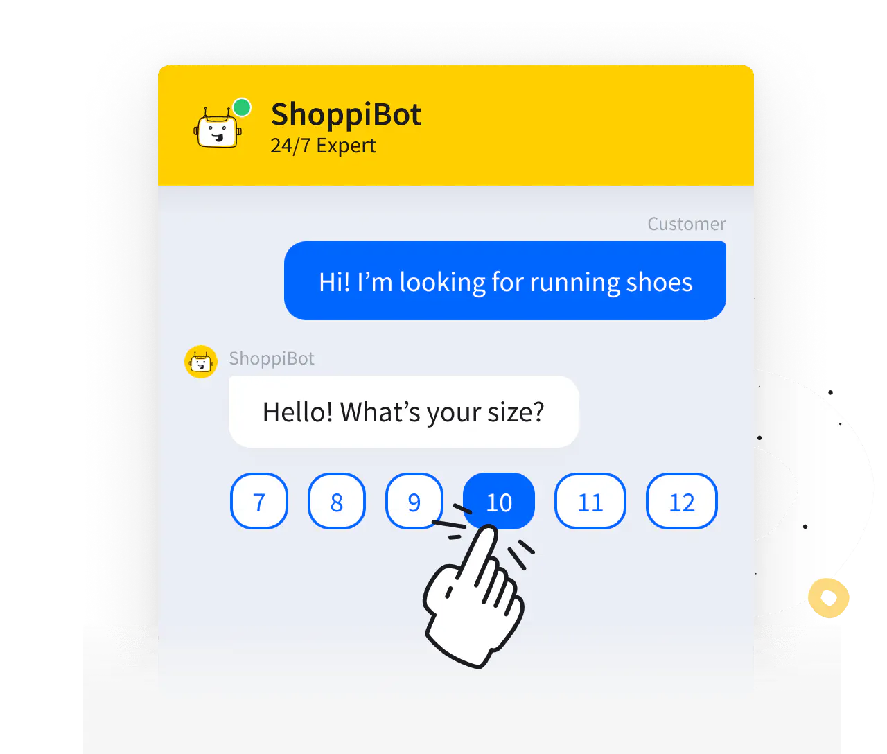 ChatBot for ecommerce view