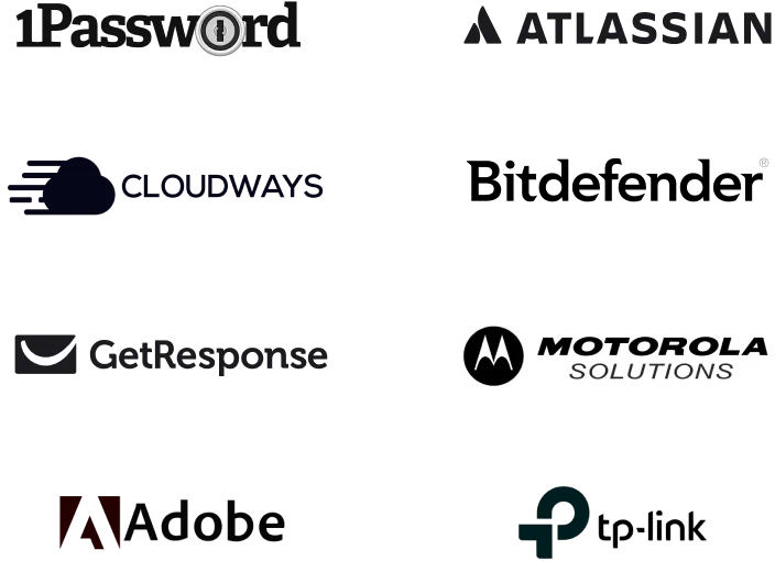 These software brands already use LiveChat®: Adobe, Atlassian, 1Password, TP Link, Motorola, and more