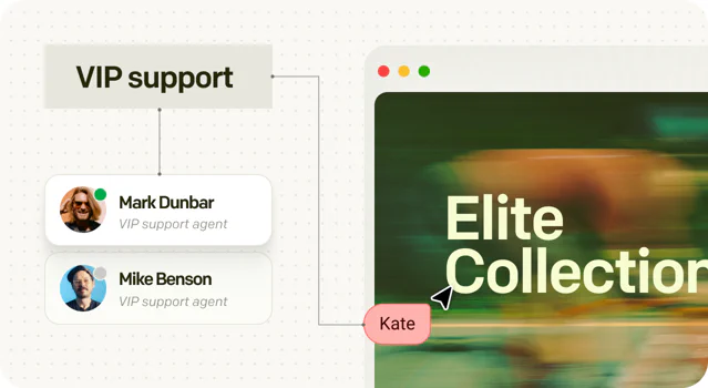 Routing rules connecting a sales page to a support team