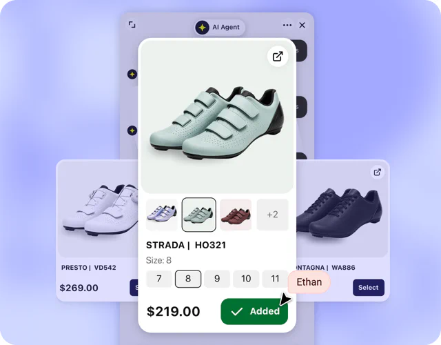An AI Agent recommends a product and adds it to a shopper’s cart