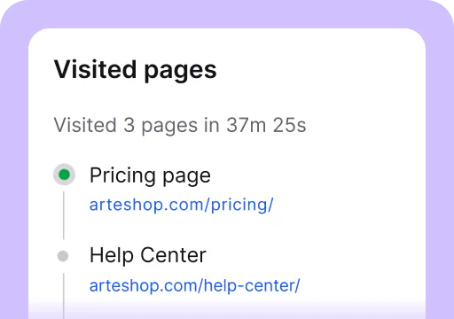 Visited pages is one of the areas available in the customer details tab inside the Chats section of the LiveChat® agent app. It's where you see the number of visited pages and time spent on all pages together.