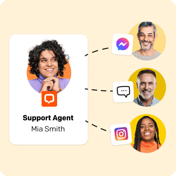 The animation showing an agent chatting with many customers