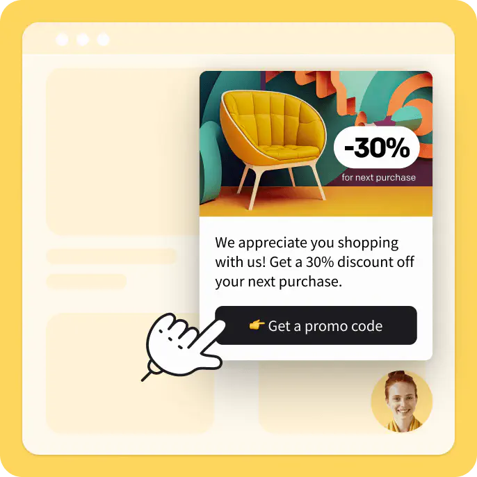 The animation demonstrating a greeting displayed in the online shop