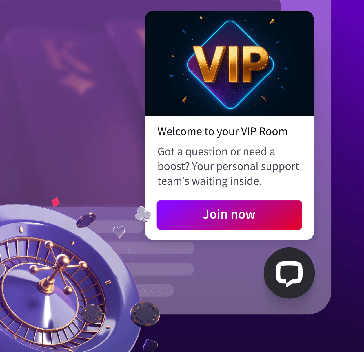LiveChat widget on a casino website with a campaign encouraging visitors to claim their first bet